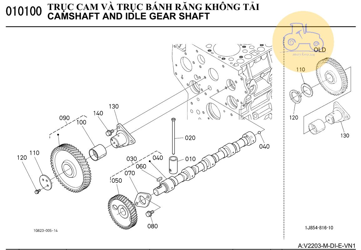 Trục cam và bánh răng không tải